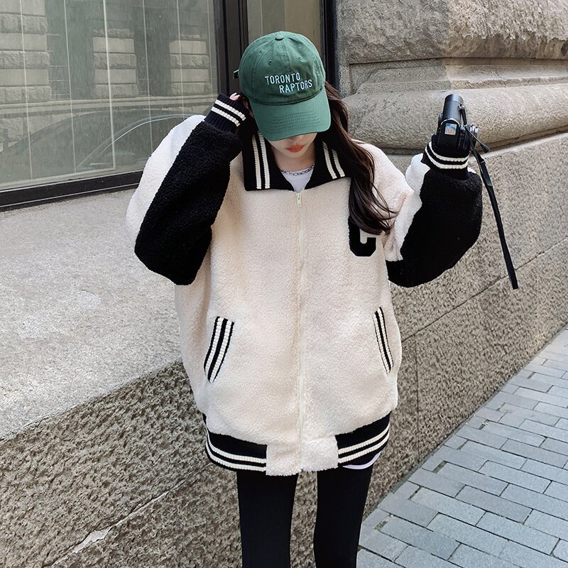【22冬】棒球服加厚羊羔毛浙宝126-8665-P175-K258,女装短外套,乔安迪