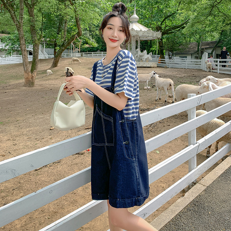 【】条纹T背带裤套装22100-P115-K168单背带裤P90-K138,女装牛仔裤,乔安迪