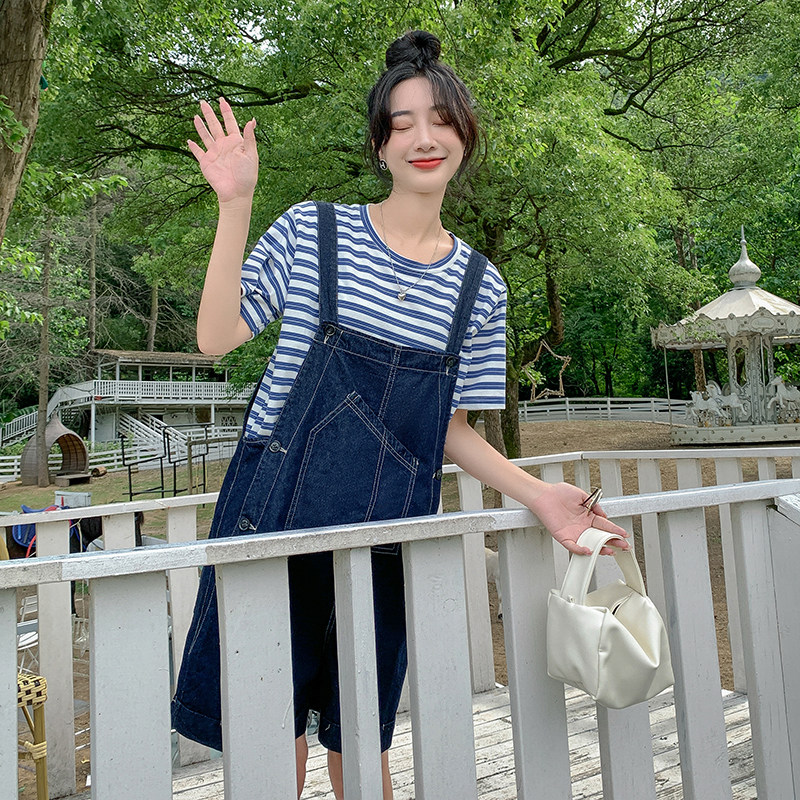 【】条纹T背带裤套装22100-P115-K168单背带裤P90-K138,女装牛仔裤,乔安迪