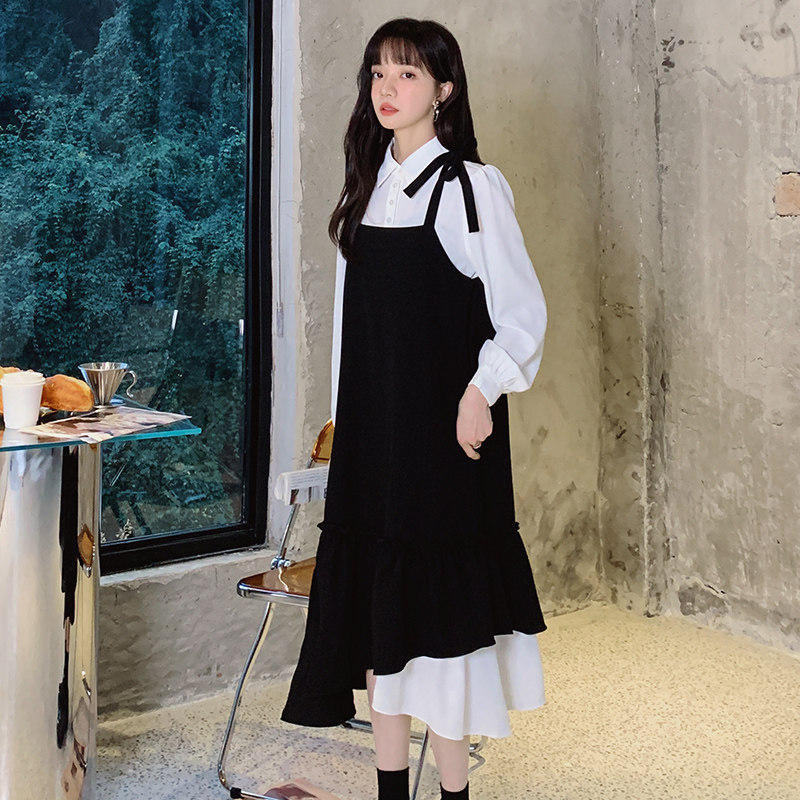 【2022秋季现货】假两件衬衫拼接连衣裙22007-P120-K178+,女装连衣裙,乔安迪