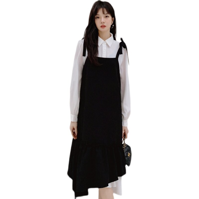 【2022秋季现货】假两件衬衫拼接连衣裙22007-P120-K178+,女装连衣裙,乔安迪
