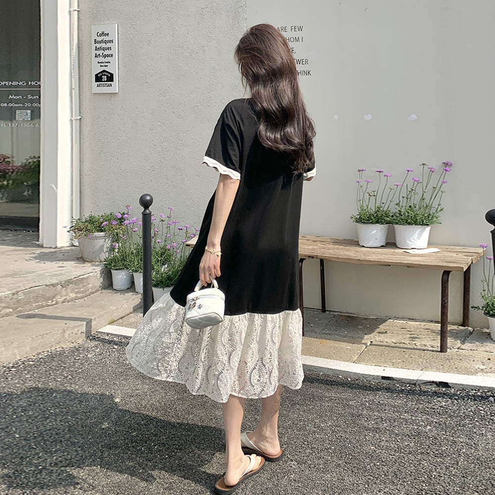 新品，B126-5865-P135K218拼接蕾丝T裙,女装连衣裙,乔安迪