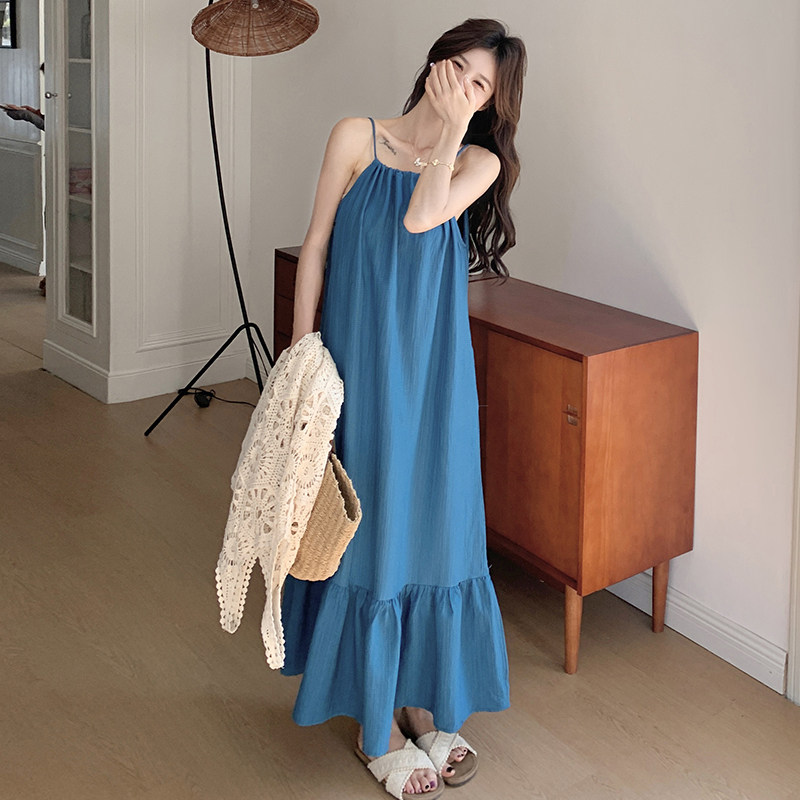 新品，现货5876-P145K218波西米亚镂空长款+背心裙两件套,女装连衣裙,乔安迪