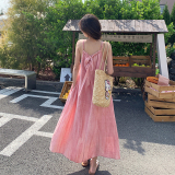 甜美减龄粉色无袖连衣裙女夏2025新款法式温柔风显瘦海边度假长裙，女装连衣裙，乔安迪