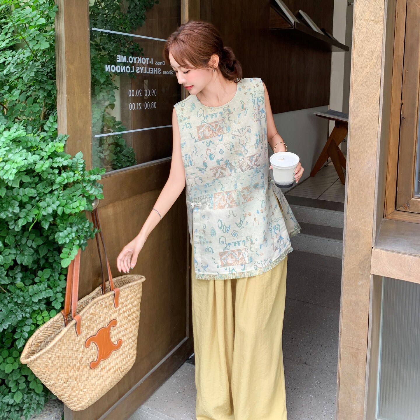 新中式国风流苏提花马甲背心套装女2025夏季气质休闲阔腿裤两件套,女装套装/套裙,乔安迪