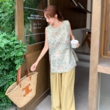 新中式国风流苏提花马甲背心套装女2025夏季气质休闲阔腿裤两件套，女装套装/套裙，乔安迪