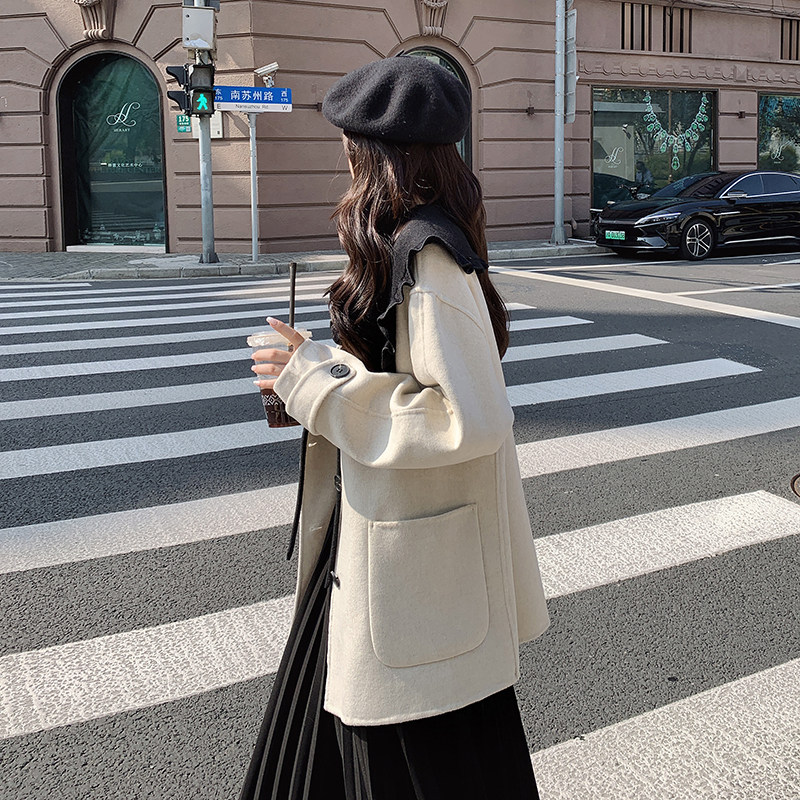 【22冬】20号出娃娃领双面呢大衣浙宝126-8667-P255-K358,女装毛呢外套,乔安迪