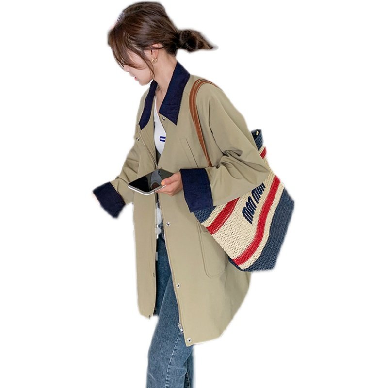 韩系宽松休闲风衣外套女秋2024新款大码女装超好看中长款工装大衣,女装西装,乔安迪