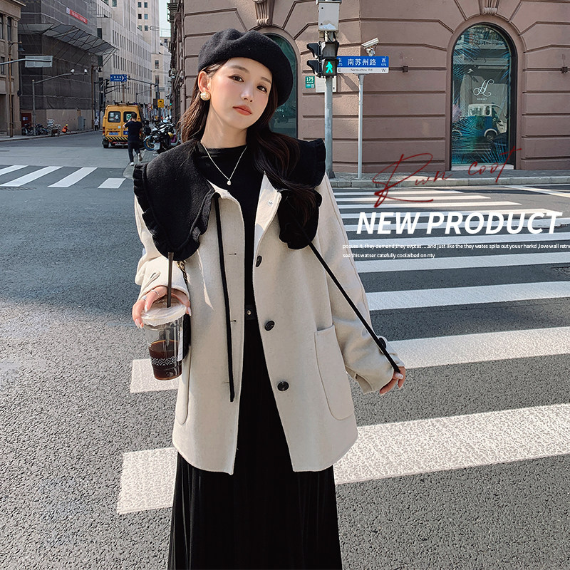 【22冬】20号出娃娃领双面呢大衣浙宝126-8667-P255-K358,女装毛呢外套,乔安迪