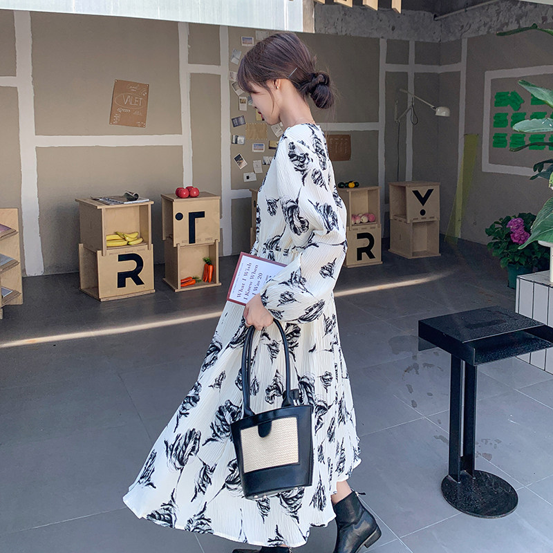 【新款】皮衣马甲+水墨画连衣裙套装126-9621P155-K218,女装连衣裙,乔安迪