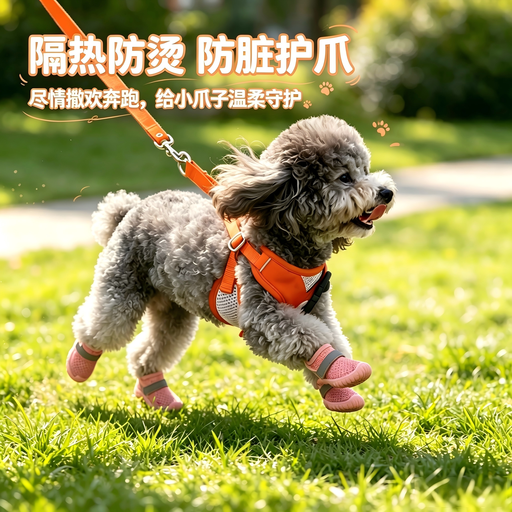 中小型犬夏季透气网面耐磨户外鞋 泰迪比熊防滑耐穿宠物鞋子