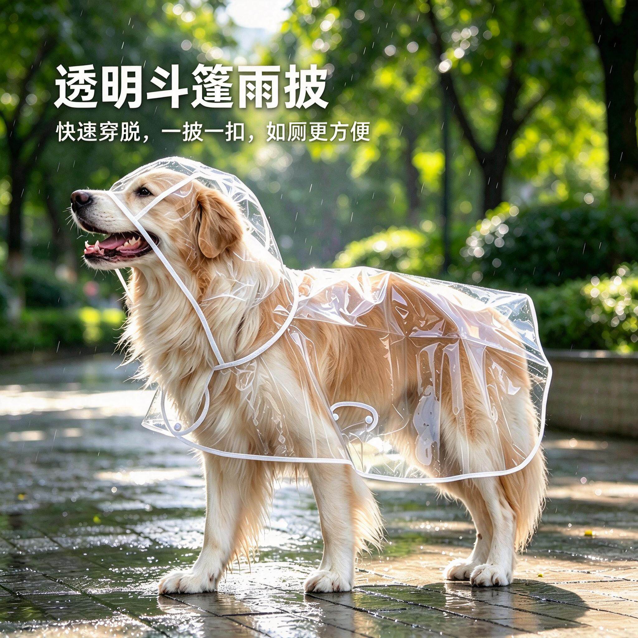狗狗连帽透明斗篷雨衣防水加厚