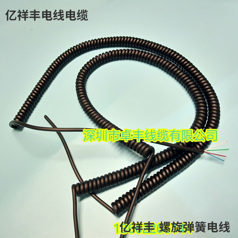 芯4超细螺旋曲线 弹簧耐拉伸电线 圈外径10MM螺旋信号线缆