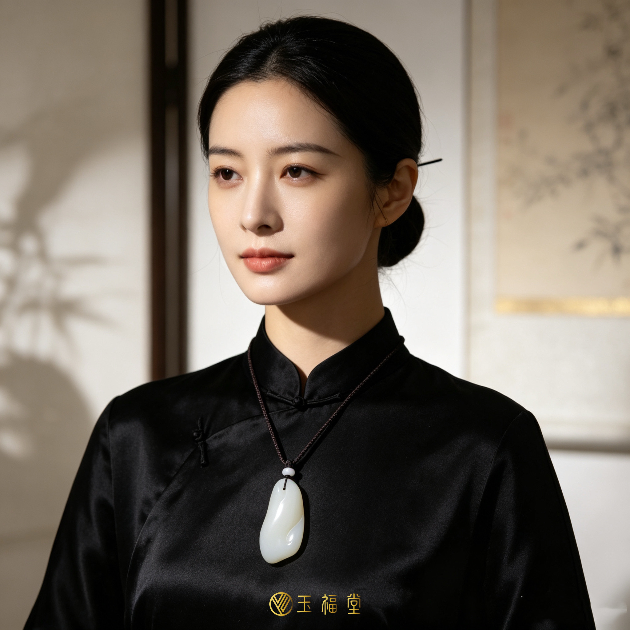 玉福堂 | 新疆和田玉且末米达料玉石挂件 | 随型玉坠男女款 精品