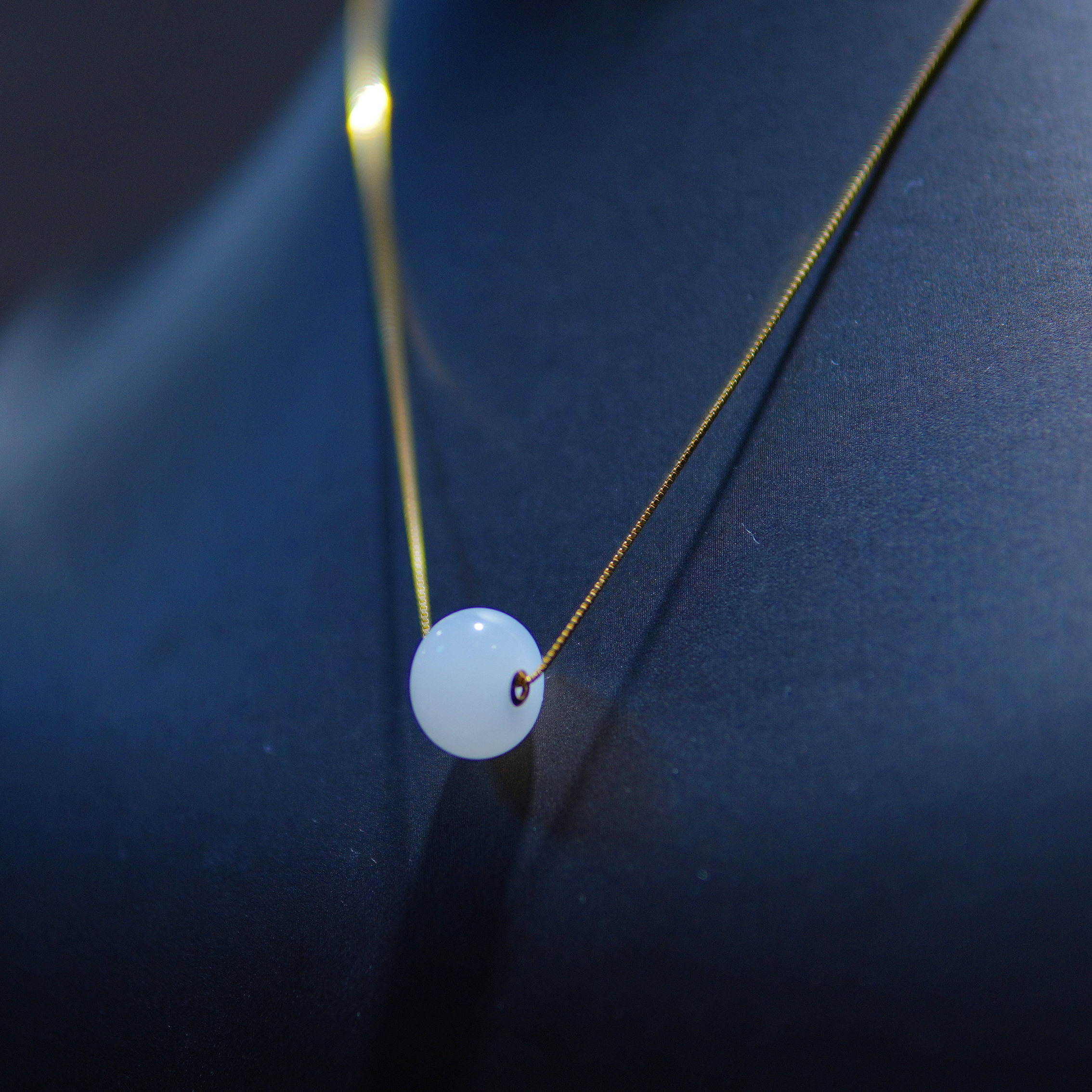 天然和田玉转运珠女18k黄金扣头路路通女款高级ins风情人礼物闺蜜