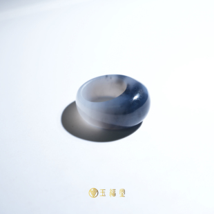 玉福堂 | 天然和田玉青海料烟紫戒指 | 馒头戒 | 冰感十足