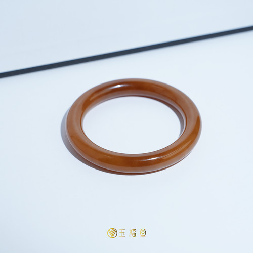 玉福堂 | 新疆和田玉且末糖玉手镯 | 红糖圆条镯子玉镯55-58mm