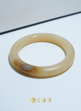 新疆和田玉且末满浅塘 | 蜂蜜糖 | 黄粉糖泥鳅背玉镯59mm一口糖