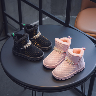 女童雪地靴2025冬季宝宝加绒大棉鞋儿童棉靴加厚小童保暖防滑冬鞋