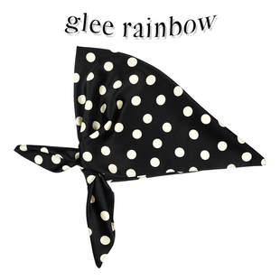 GLEE 头巾 BASIC黑色米白大波点真丝缎复古时髦方巾 RAINBOW