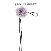 RAINBOW 浅紫真丝褶皱颈花 超细丝绒 GLEE 朋克 项花丝巾飘带