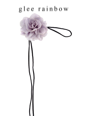 GLEE RAINBOW 浅紫真丝褶皱颈花 超细丝绒 朋克 项花丝巾飘带