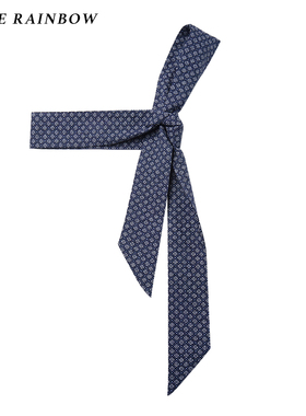 Glee rainbow日式藏青纯棉小花男女小丝巾围巾