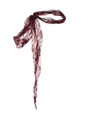 Glee rainbow 哥特式暗酒红透视超薄骨感蕾丝丝巾飘带