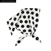 BASIC黑白大波点真丝斜纹缎复古时髦方巾 GLEE RAINBOW 头巾