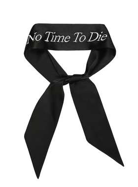 no time to die 黑色刺绣摇滚朋克真丝缎时髦丝巾