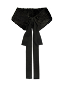 Glee rainbow秋冬黑色肌理感加密毛绒绒保暖造型真丝系带假领