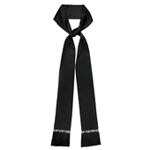 GLEE BASIC黑色真丝缎手工流苏长围巾腰带丝巾 RAINBOW