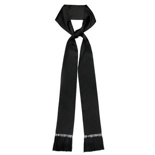 GLEE RAINBOW BASIC黑色真丝缎手工流苏长围巾腰带丝巾