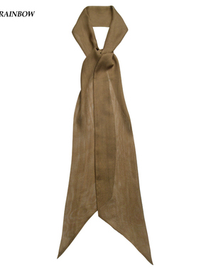 Glee rainbow苔藓棕褐色网纱桑蚕丝微透薄款真丝纱长丝巾围巾