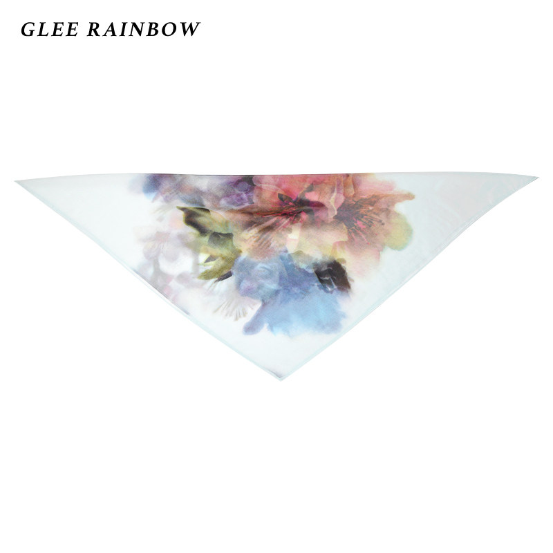 Glee rainbow夏日温柔浅绿超薄真丝纱艺术大花卉方巾围巾