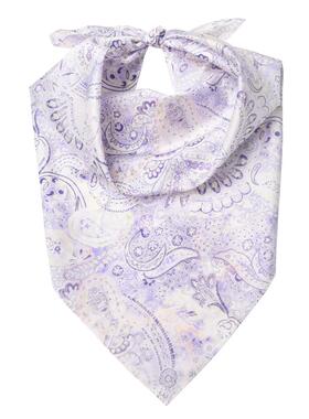 Glee rainbow意大利浅紫色佩斯利苎麻手绘岩彩壁画丝巾方巾头巾