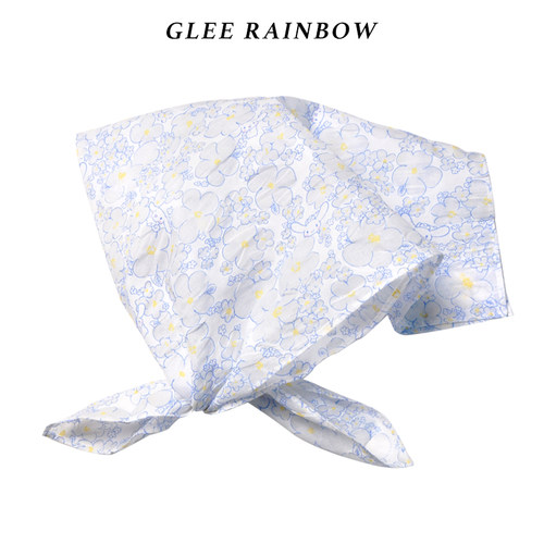 Glee rainbow日系浅蓝卡通可爱鸡蛋花纯棉泡泡感造型方巾