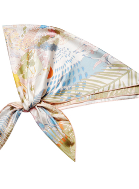 Glee rainbow梦幻香槟粉小飞象卡通真丝印花超大装饰方巾头巾