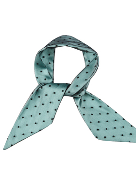 GLEE RAINBOW 浅蓝真丝缎网纱波点双层迷你小丝巾精致手腕巾