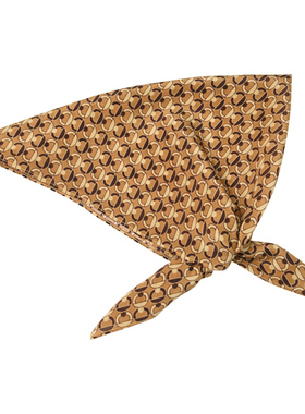 Glee rainbow BASIC摩卡棕真丝双绉字母印花时髦方巾丝巾头巾