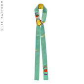 GLee rainbow别致绿松石复古花朵LOVE真丝双面拼色印花细丝巾