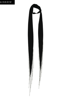 Glee rainbow 黑色PUNK真丝链条流苏装饰丝巾