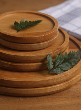 花盆托盘圆形正方形底座垫底接水盘底盘盆托底木质木托多肉竹托盘