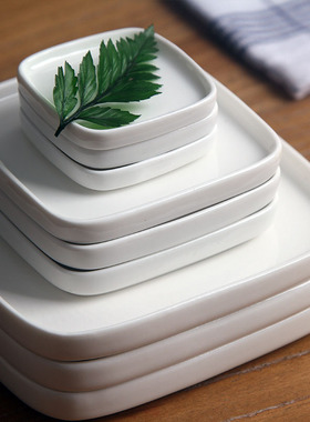 花盆托盘正方形圆形底座垫底底盘小号盆托底多肉盆景陶瓷白瓷托盘