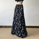 gagaopt赫本风复古印花半身裙高腰显瘦A字裙小众气质垂感长裙秋季