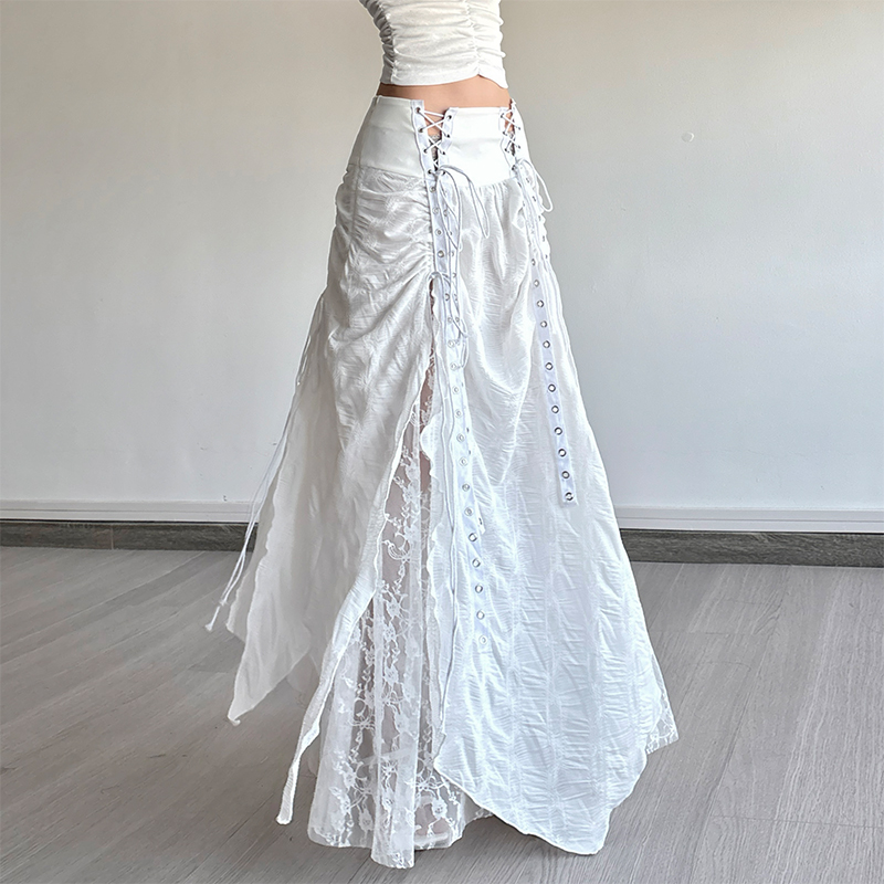 设计感小众别致系带A字长裙