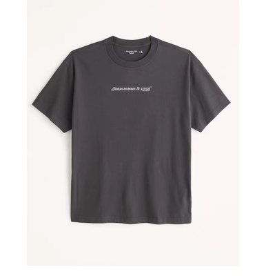 正品必保ABERCROMBIE & FITCH宽松厚款棉质圆领短恤（oversize）