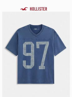 正品必保Hollister25秋季美式复古棉质印花短袖T恤