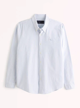 正品ABERCROMBIE & FITCH男通勤刺绣麋鹿牛津纺衬衫（假一赔四