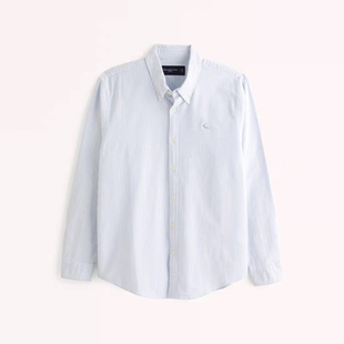 正品ABERCROMBIE & FITCH男通勤刺绣麋鹿牛津纺衬衫（假一赔四